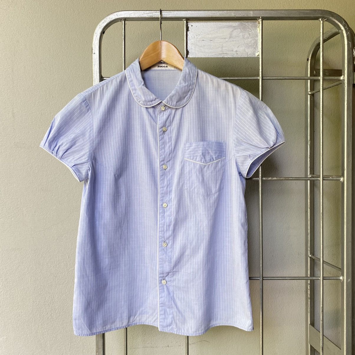 Zucca ZUCCA Blue Pinstripe Puff Blouse Size M / US 6-8 / IT 42-44 - 9 Thumbnail