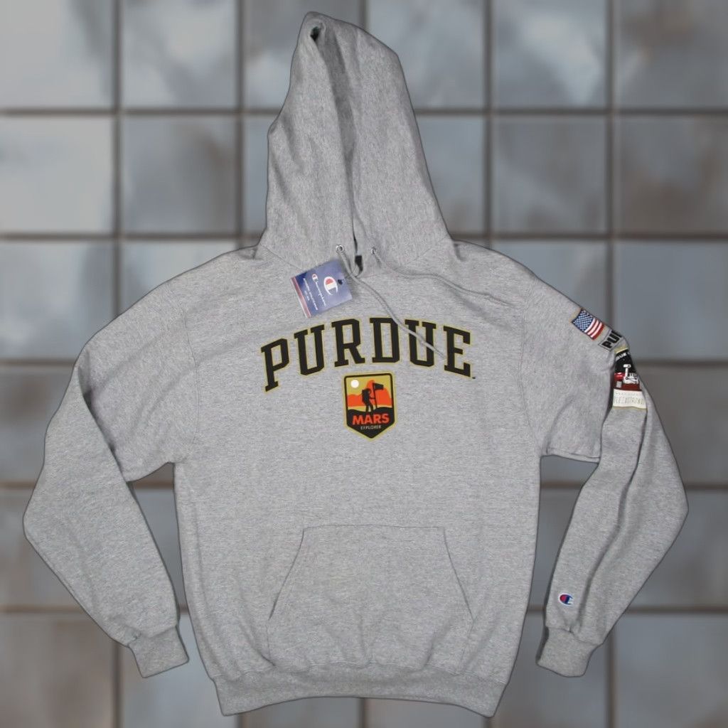 Champion Champion Purdue Hoodie Mens Medium Gray Space NASA Mars Explorer Cradle Astronauts Size US M / EU 48-50 / 2 - 1 Thumbnail