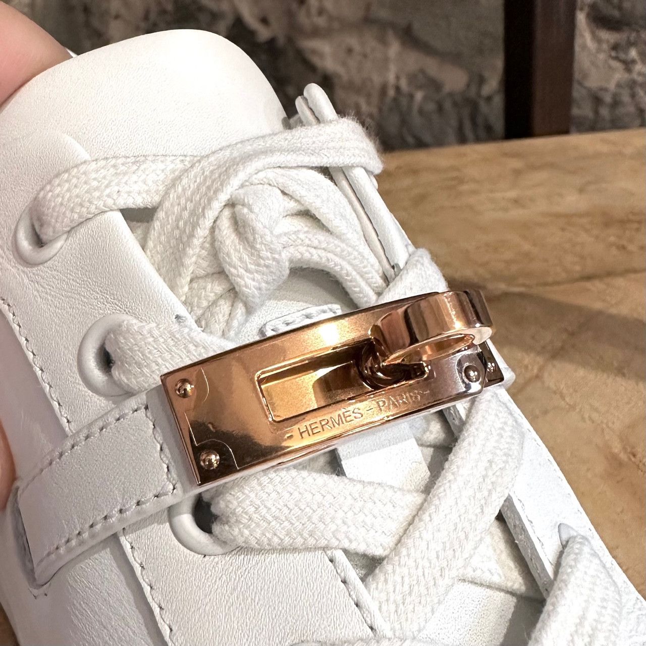 Hermes Hermès White Leather Femme Day Kelly Accent Sneakers Size US 6 / IT 36 - 5 Thumbnail