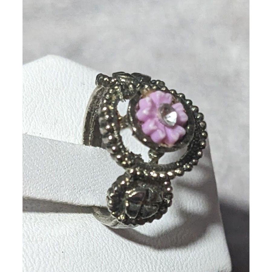 Other Purple Floral And Silver Tone Fashion Ring Size 4 1/2 Size ONE SIZE - 2 Thumbnail