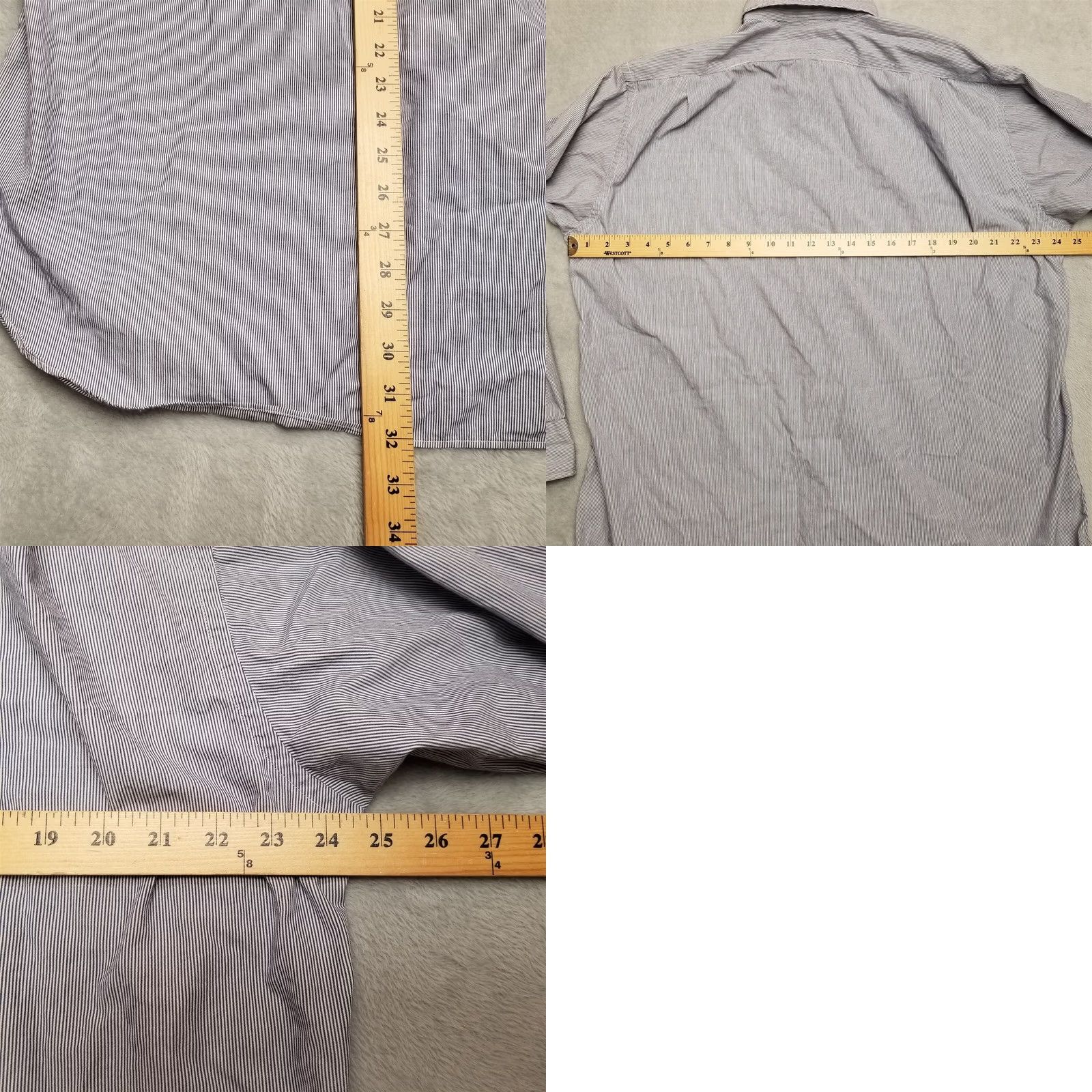 Nordstrom Gitmann Brothers Shirt Mens 16.5 34 Blue Striped 100% Cotton Button Long Sleeve Size US XL / EU 56 / 4 - 8 Thumbnail