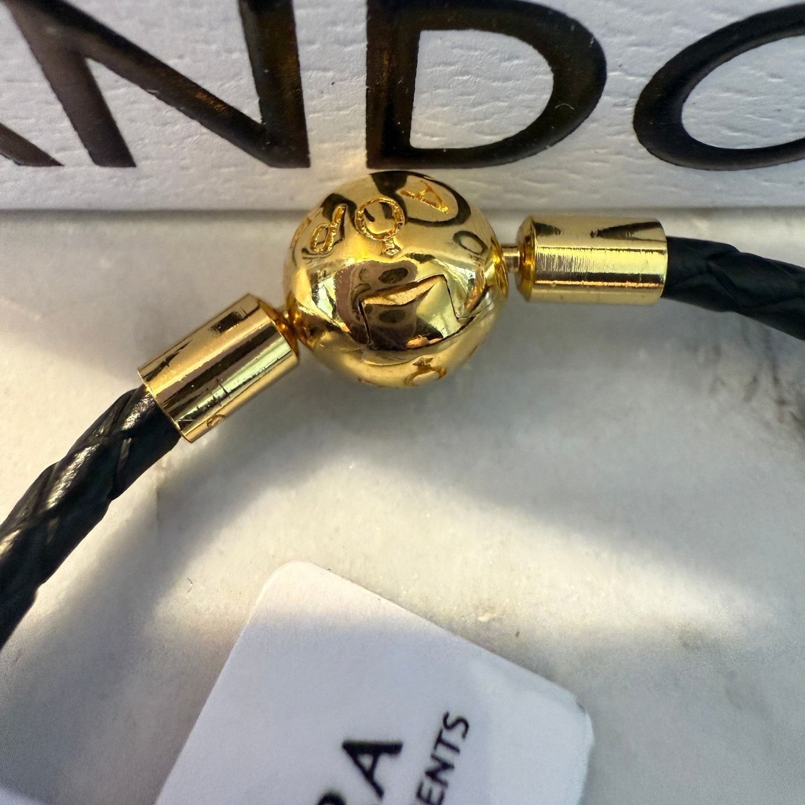 pandora Authentic Pandora, SZ 23CM, Black Braided Leather Charm Brac Size ONE SIZE - 2 Thumbnail