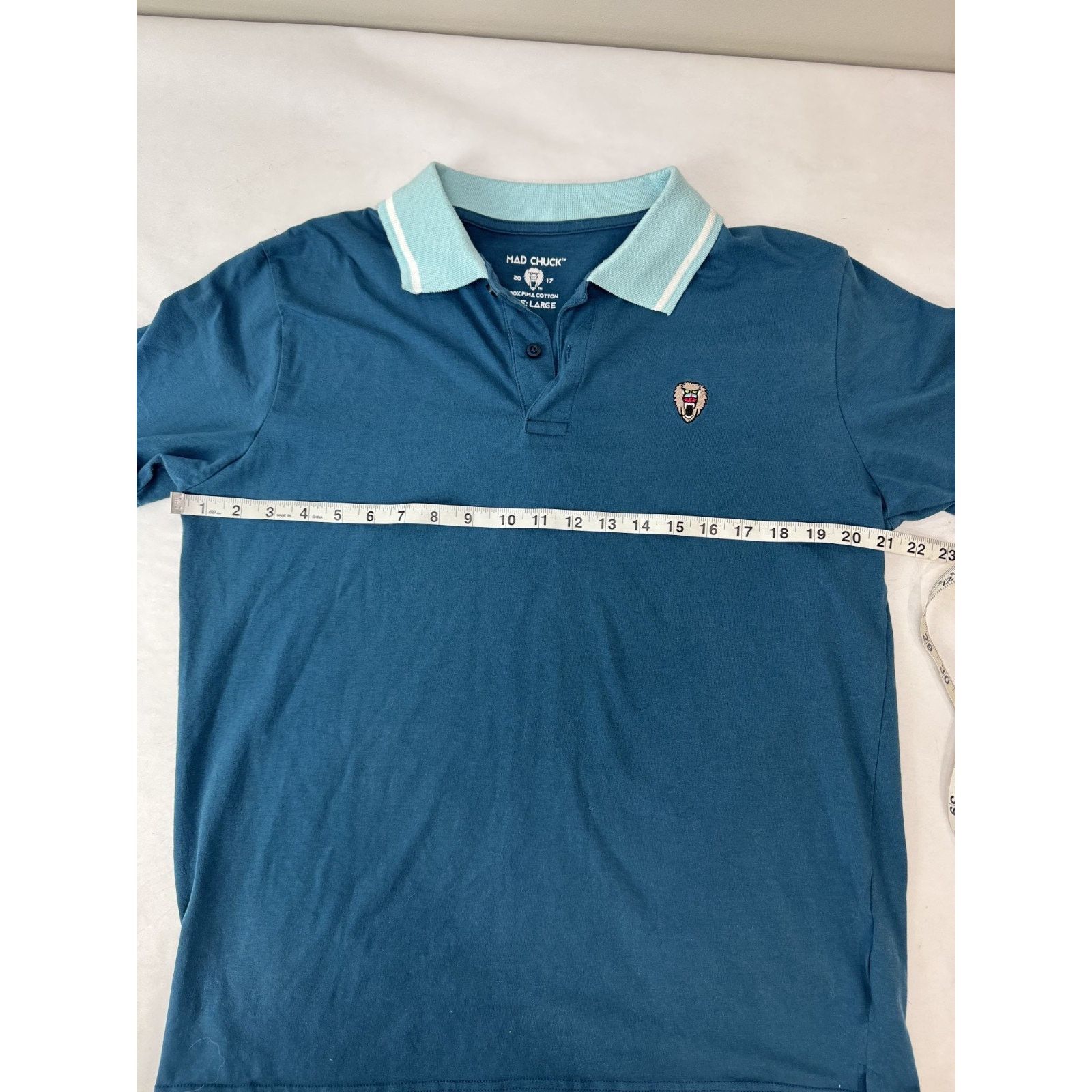 Other Mad Chuck Logo Polo Shirt Pima Cotton Preppy Surf Blue Large Size US L / EU 52-54 / 3 - 4 Thumbnail