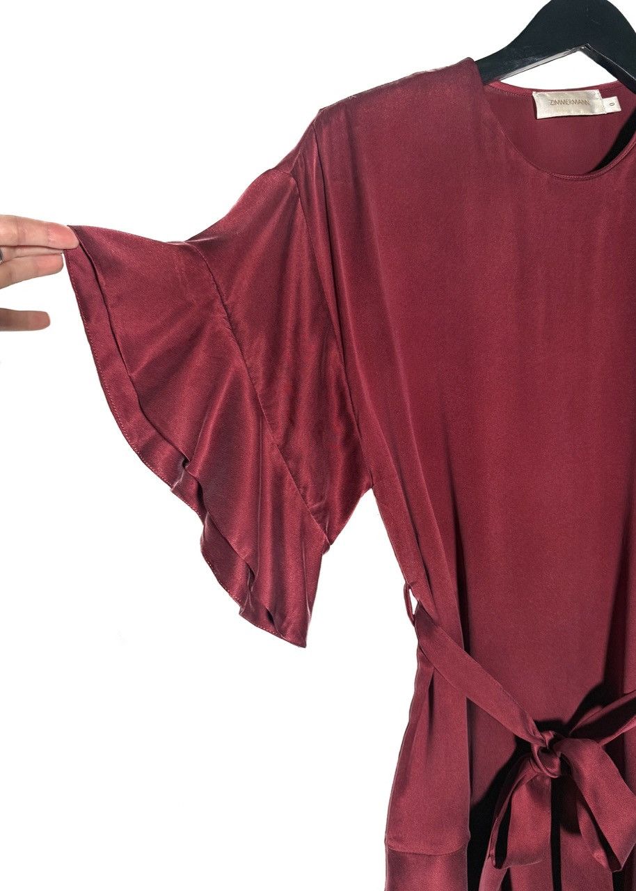 Zimmermann Zimmermann Burgundy Red Washed Silk Ruffle Mini Dress - 0 US Size S / US 4 / IT 40 - 3 Thumbnail