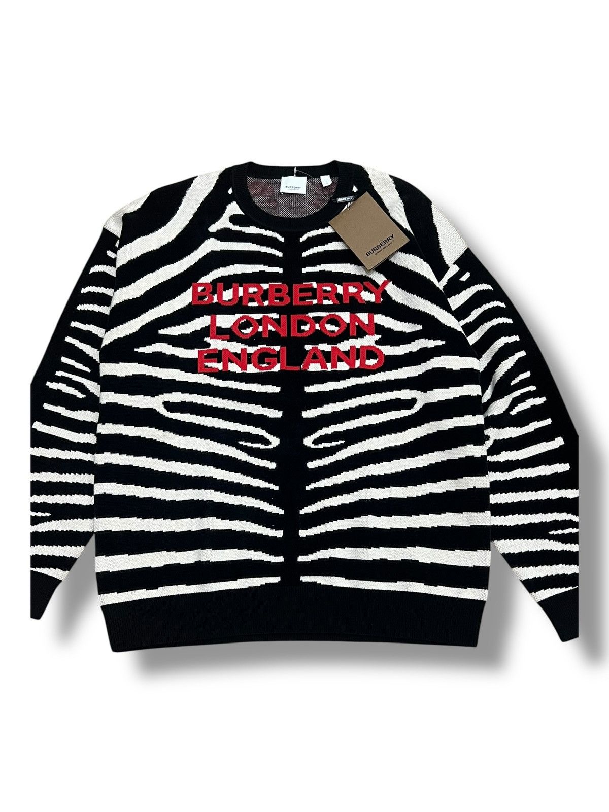 Burberry Burberry Mens Jennings Zebra Logo Jumper Knit Sweater Size US L / EU 52-54 / 3 - 3 Thumbnail