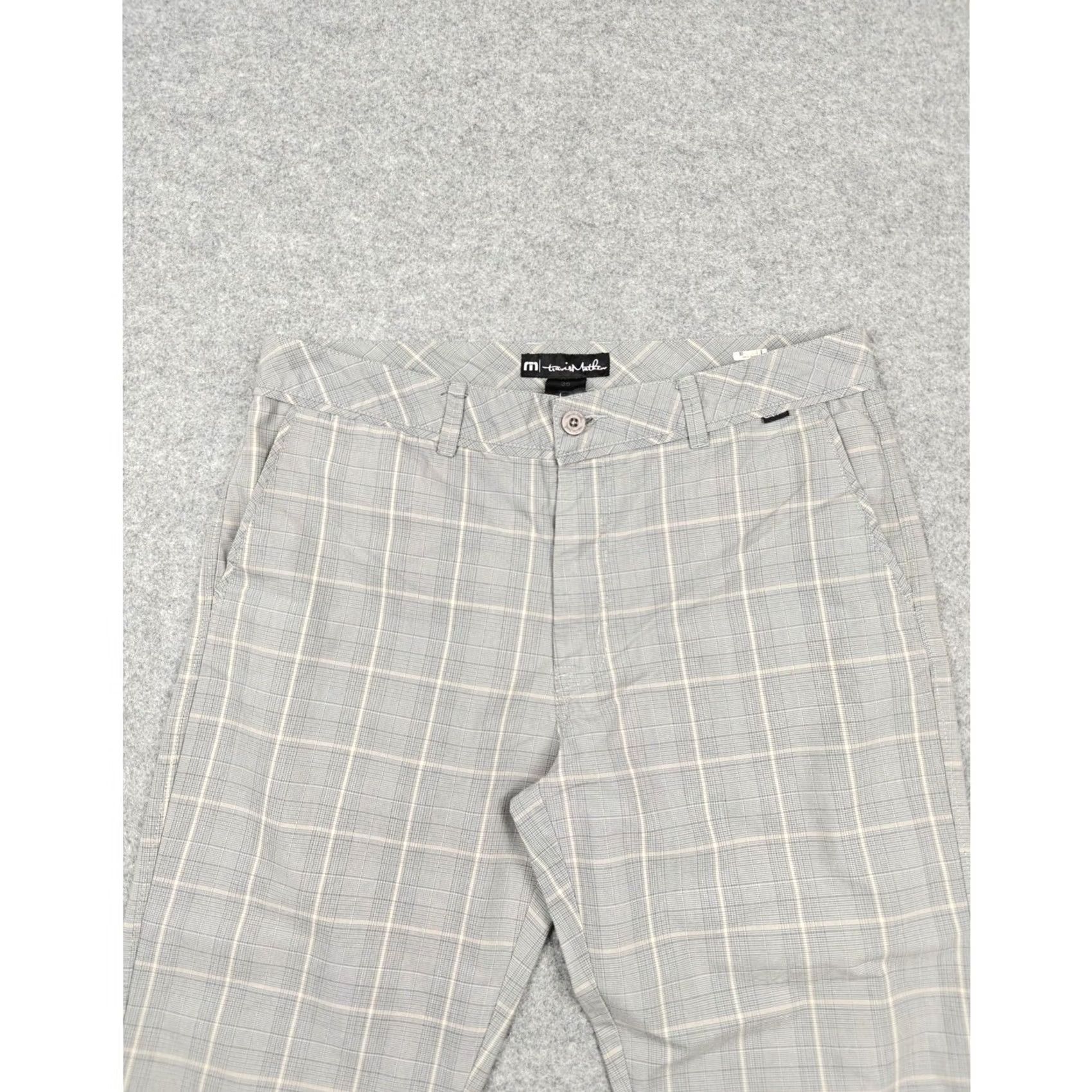 TravisMathew Travis Mathew Pants Mens 36 Gray Plaid Chino Casual Cotton Blend Golf Straight Size US 36 / EU 52 - 3 Thumbnail