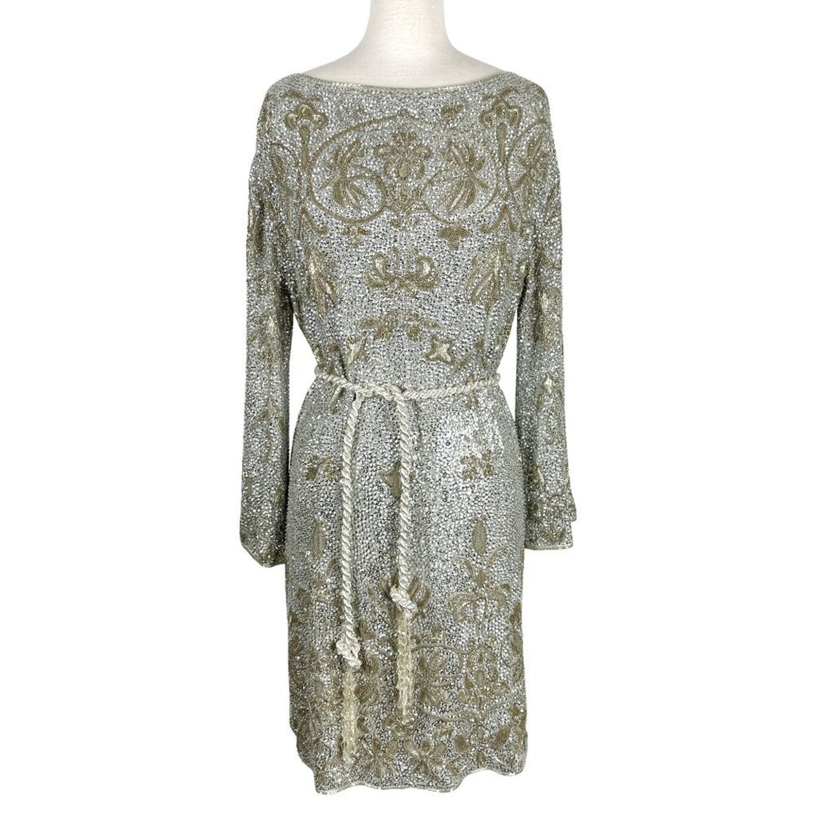 Marchesa Marchesa Couture 2010 Beaded Sequin Silver Gold Tunic Dress Size S / US 4 / IT 40 - 1 Thumbnail