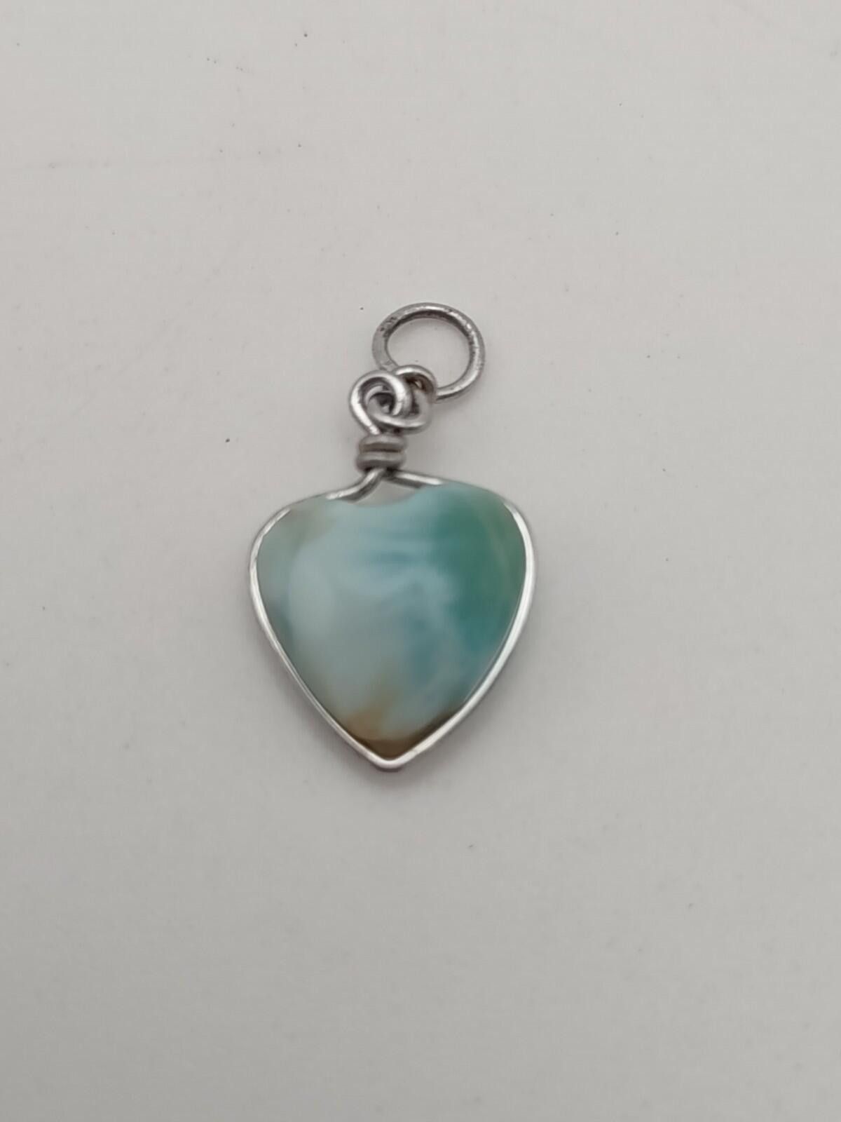 The Unbranded Brand Artisan Sterling Silver Heart Larimar Atlantis Stone Size ONE SIZE - 1 Thumbnail