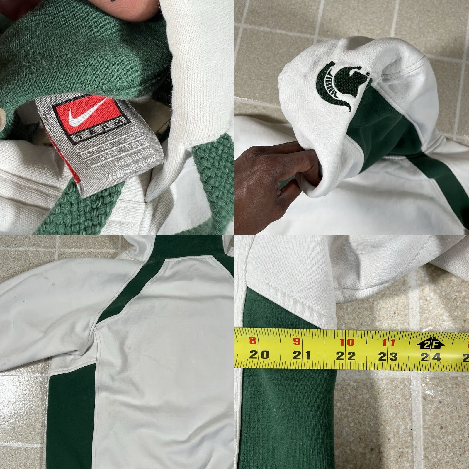 Nike VINTAGE Nike Hoodie Pullover Check Swoosh Michigan State Center White M Mens Size US M / EU 48-50 / 2 - 8 Thumbnail