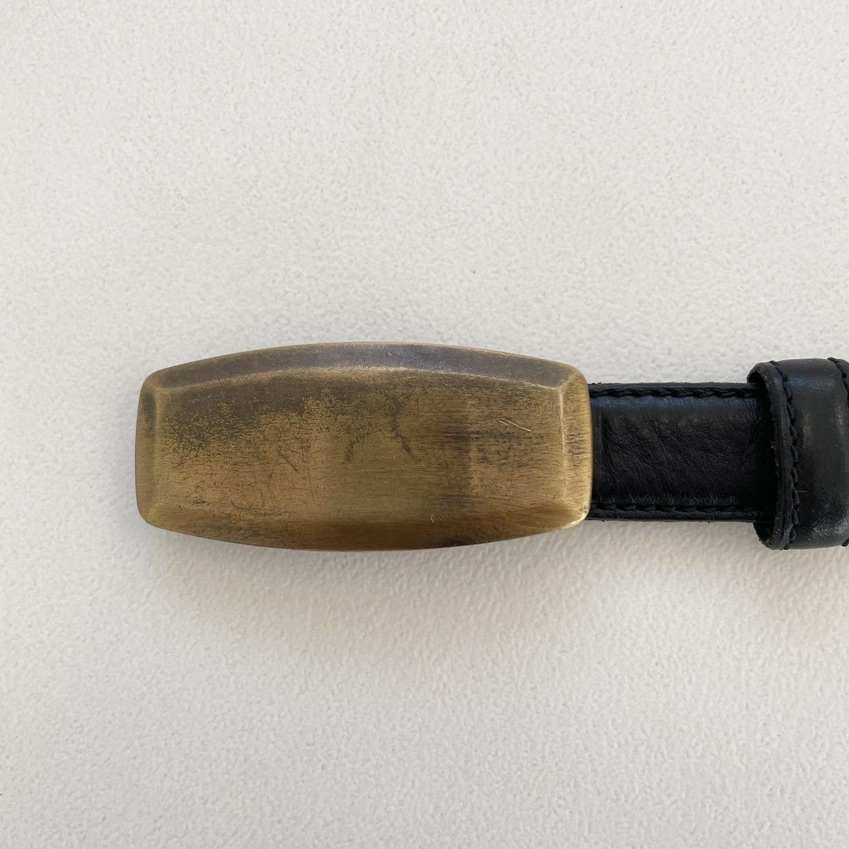 Maison Margiela Mid 2000s ‘Distressed Brass Buckle’ Belt Size 36 - 17 Thumbnail