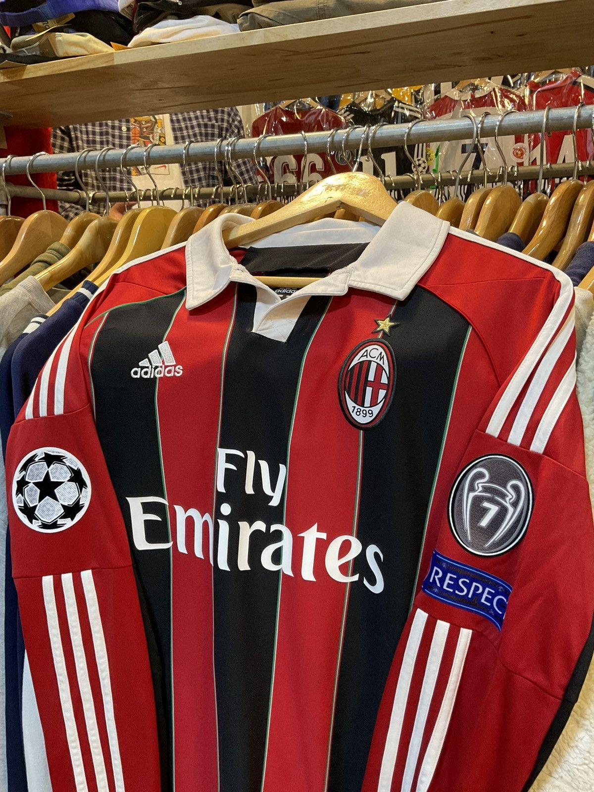 Adidas × Vintage 2012-2013 AC Milan Long Sleeves Home Kit Size US L / EU 52-54 / 3 - 2 Thumbnail