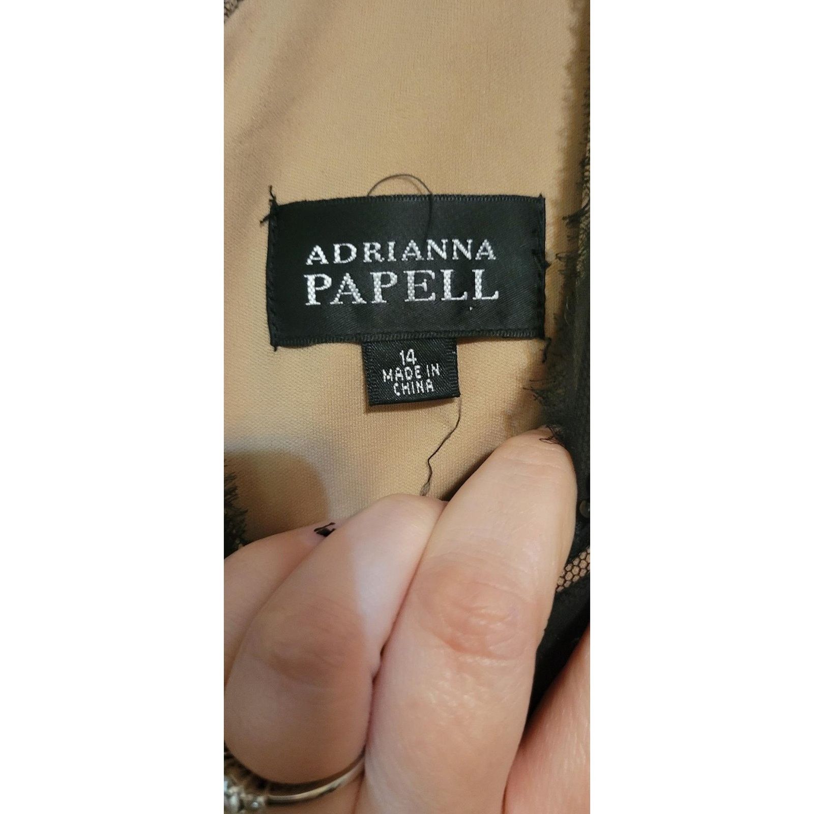 Adrianna Papell Adrianna Papell Black Beaded V-Neck Cocktail Dress Size 14 Size XL / US 12-14 / IT 48-50 - 5 Thumbnail