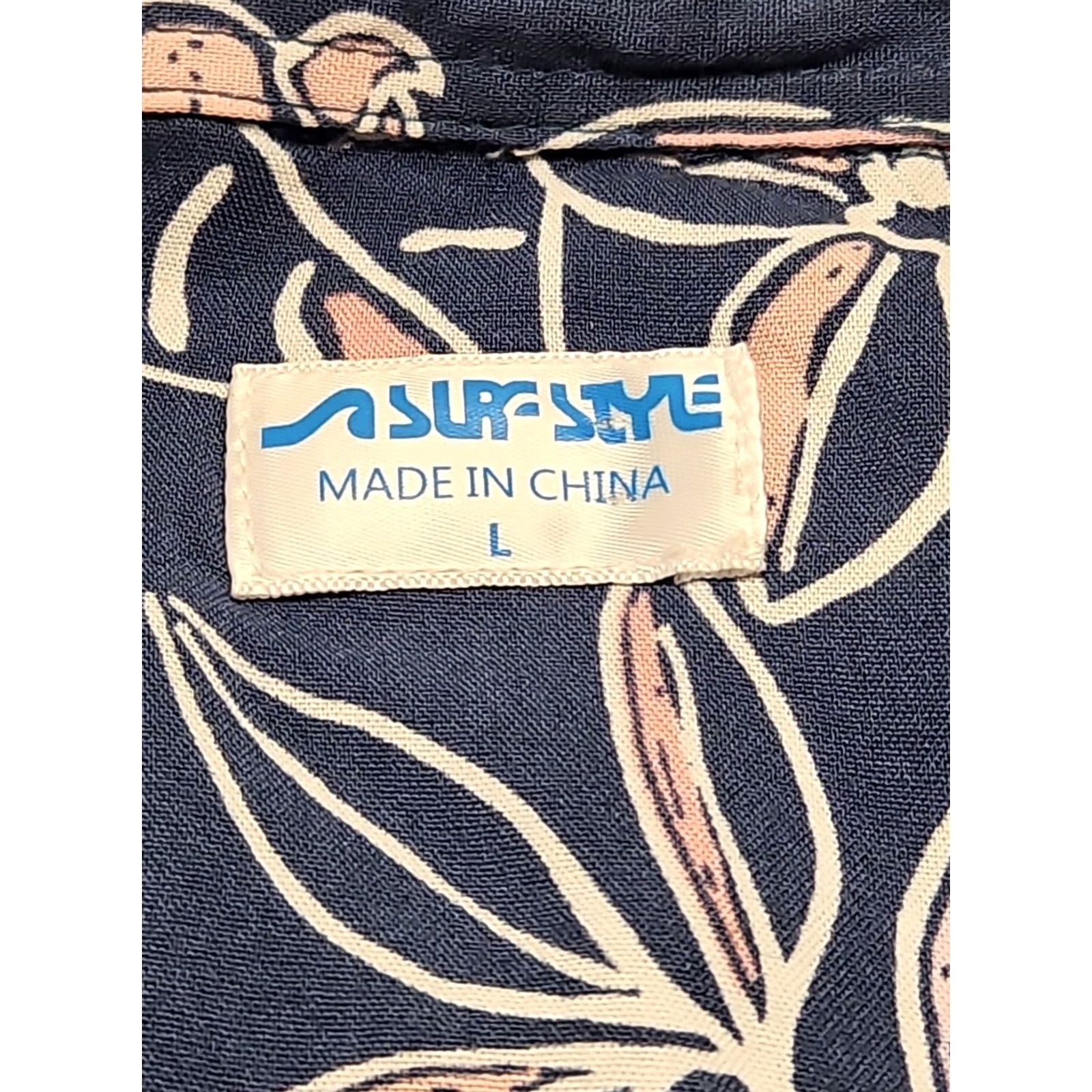 Vintage Surf Style Hawaiian Shirt L Navy Pink Floral Rayon Button Up Aloha Tropical Beach Mens Vintage No Size US L / EU 52-54 / 3 - 5 Thumbnail