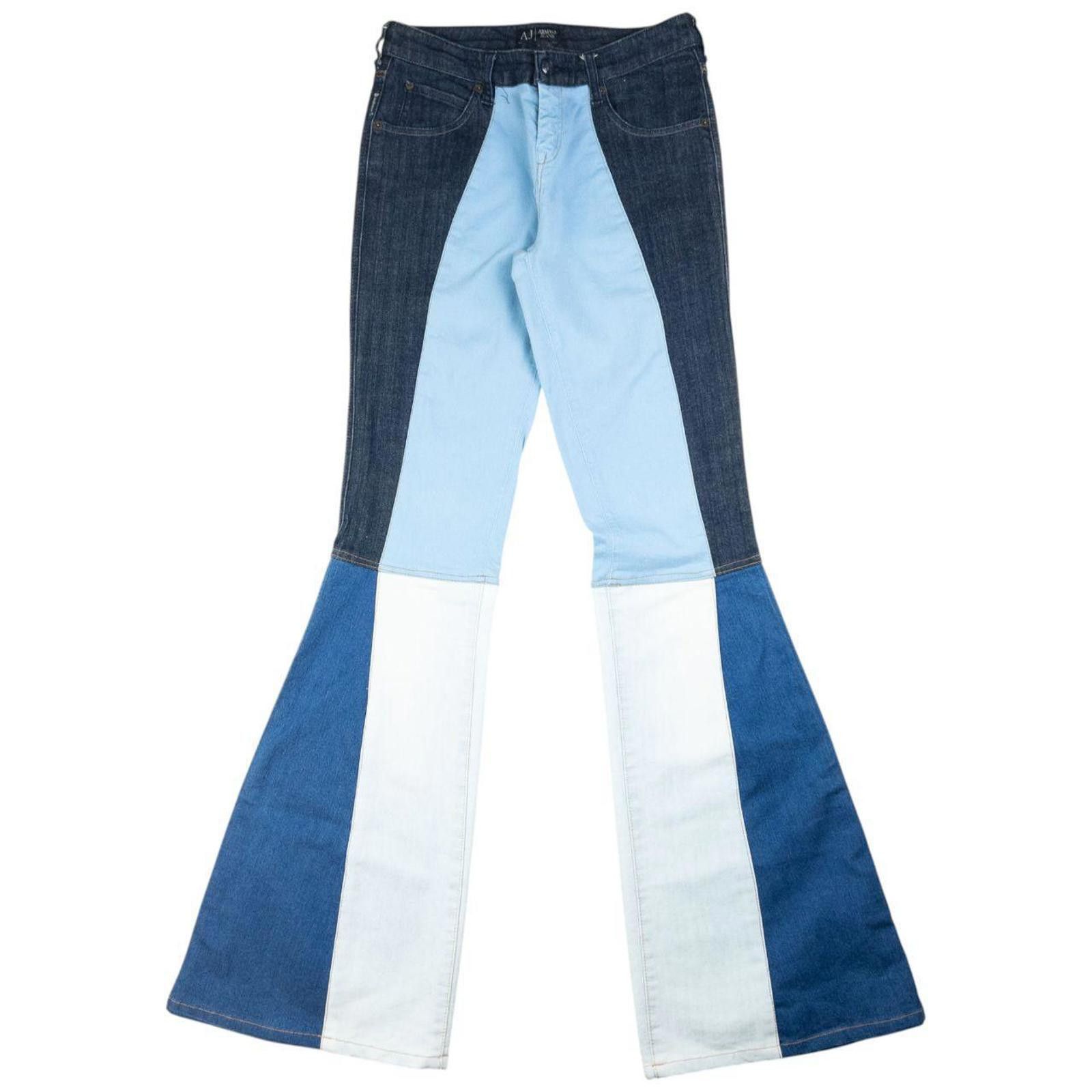 Armani Exchange Vintage Armani Jeans Colour Block Flared Denim Jeans W30 Size 30" / US 8 / IT 44 - 1 Thumbnail