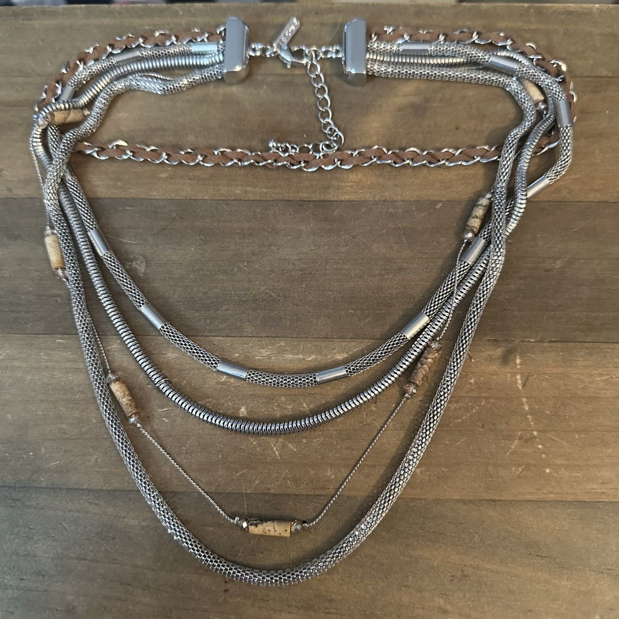 White House Black Market WHBM multi layered strand silver tone necklace Size ONE SIZE - 2 Thumbnail