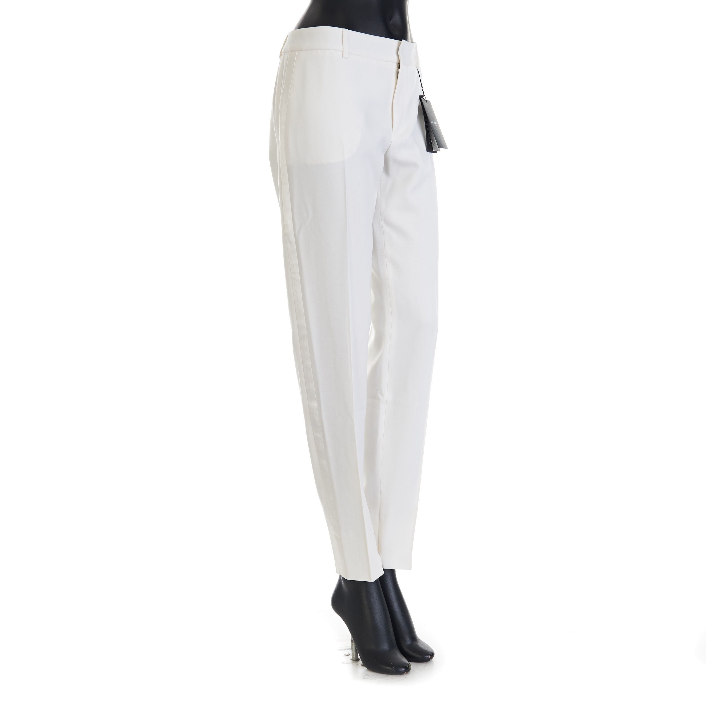 Saint Laurent Paris Tuxedo Pants In Grain De Poudre Wool With Satin Stripe Size 30" / US 8 / IT 44 - 3 Thumbnail