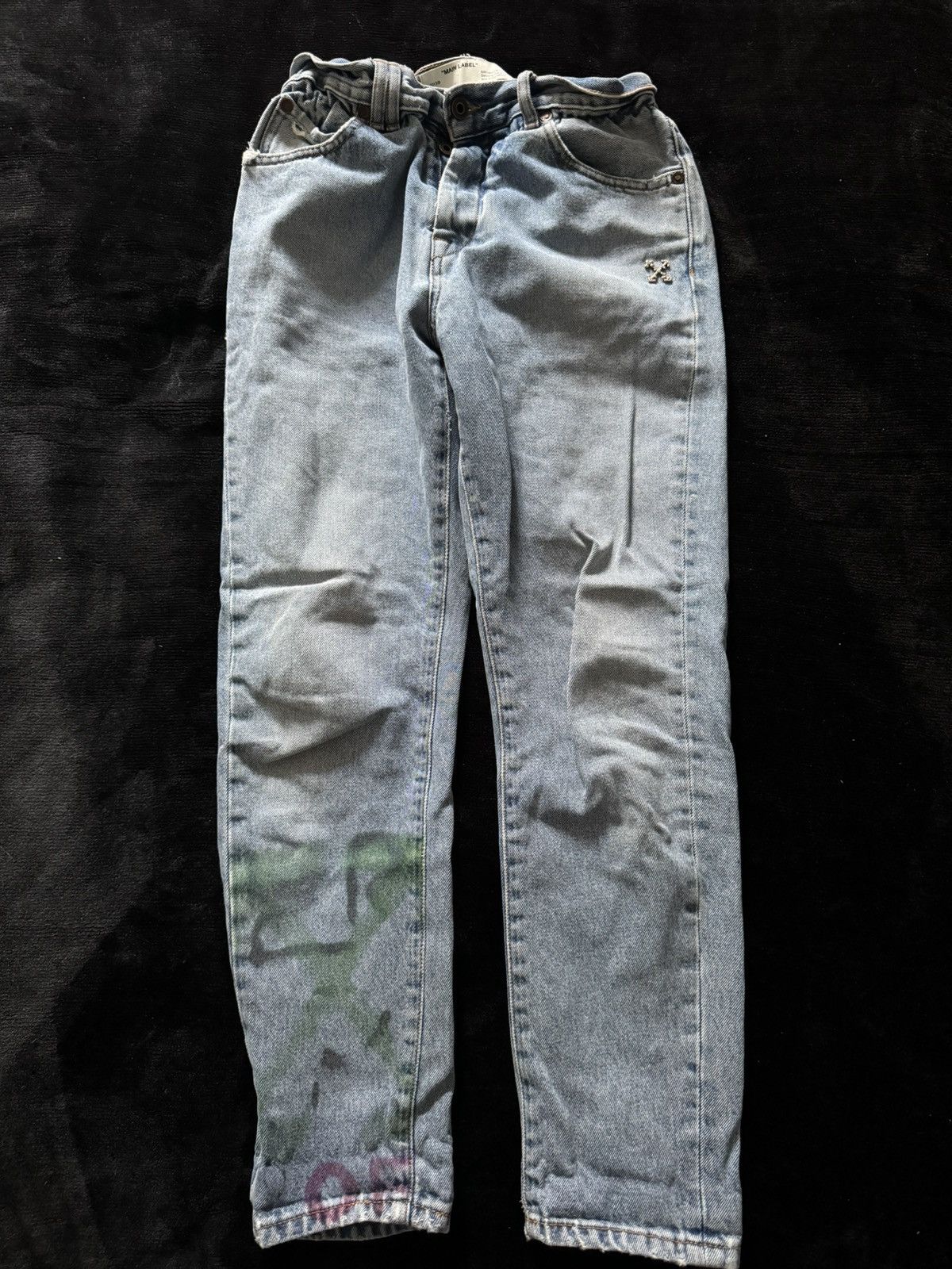Off-White × Virgil Abloh Off-White Slim Low Crotch Graffiti Jeans - No Belt Size 29" - 2 Thumbnail