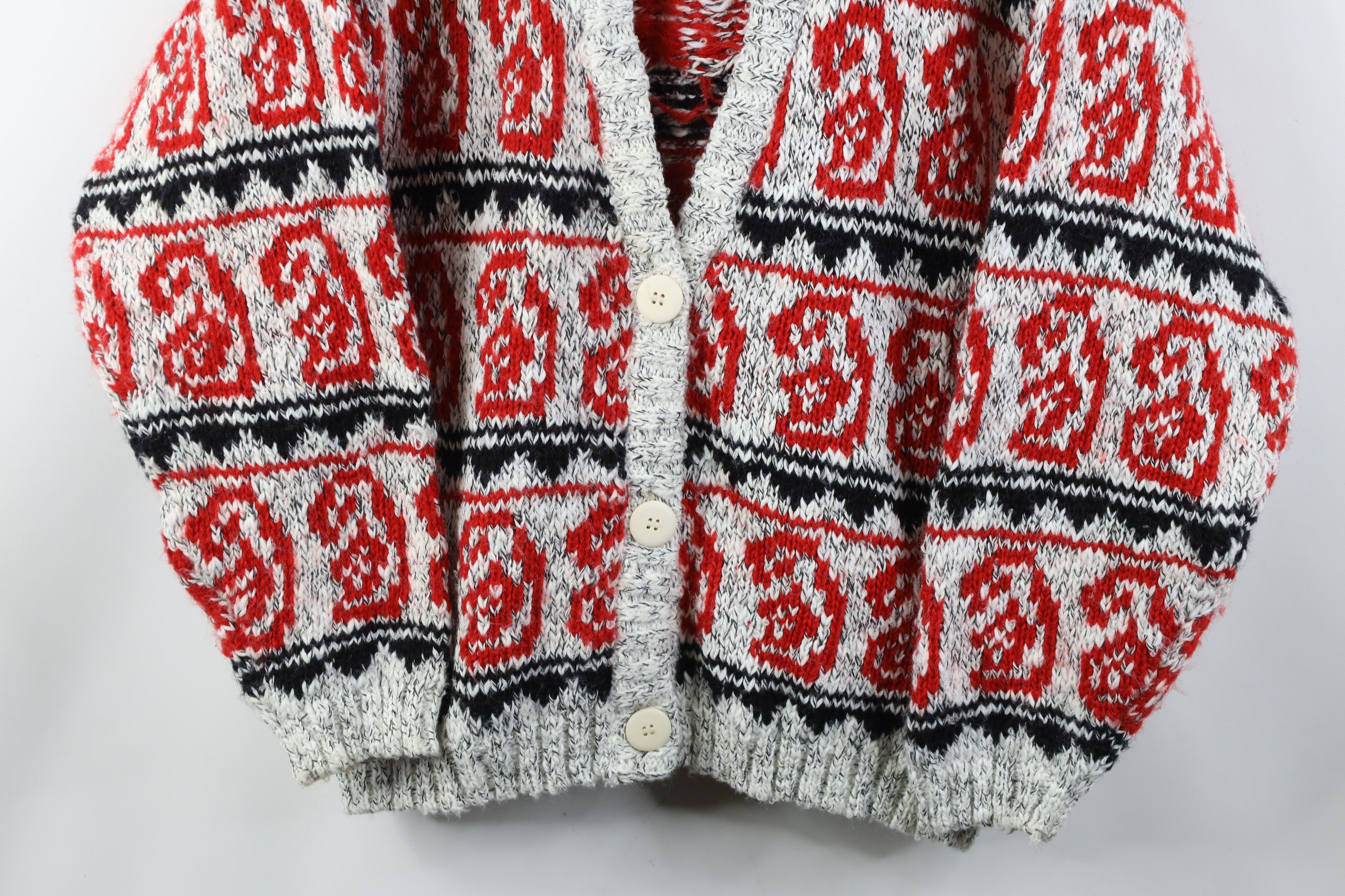 Vintage Vintage 90s Streetwear Paisley Knit Cardigan Sweater Size L / US 10 / IT 46 - 3 Thumbnail