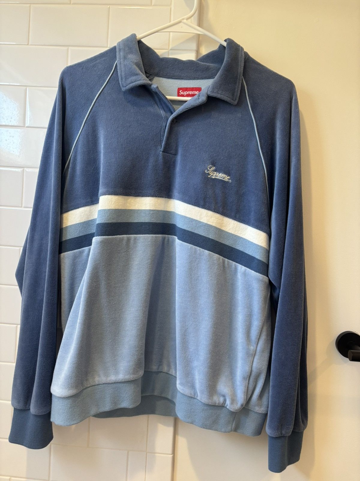 Supreme supreme vertical stripe knit polo longsleeve | Grailed