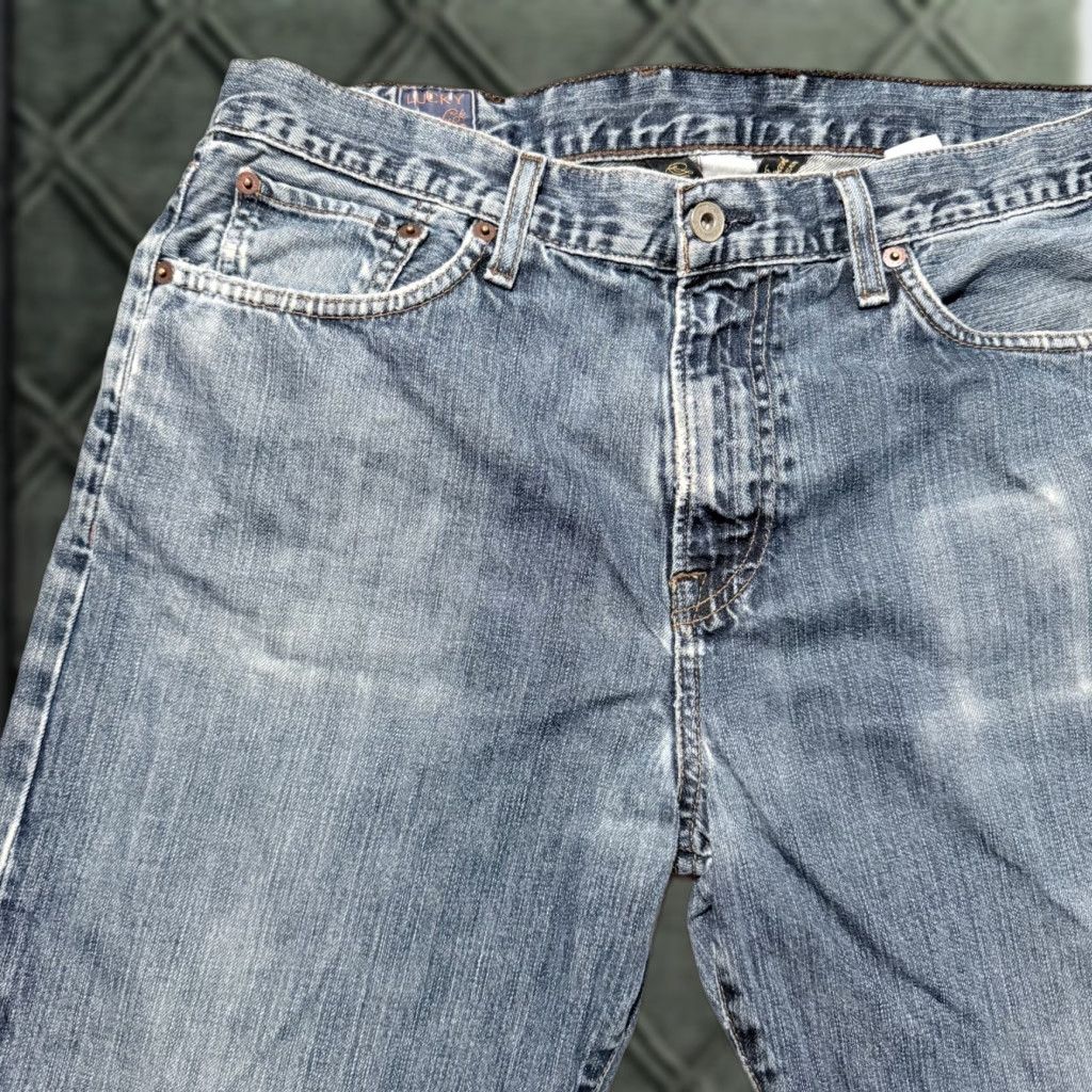 Lucky Brand Lucky Brand Jeans Men Blue Denim Frayed Distressed Classic-Fit Straight 34 Size US 34 / EU 50 - 1 Thumbnail