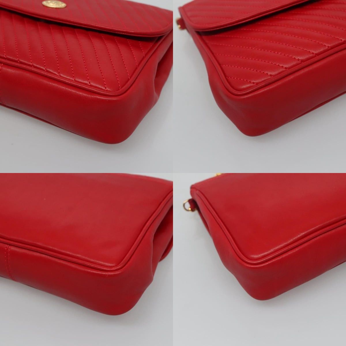 Celine CELINE Chain Shoulder Bag Leather Red Gold Size ONE SIZE - 10 Thumbnail