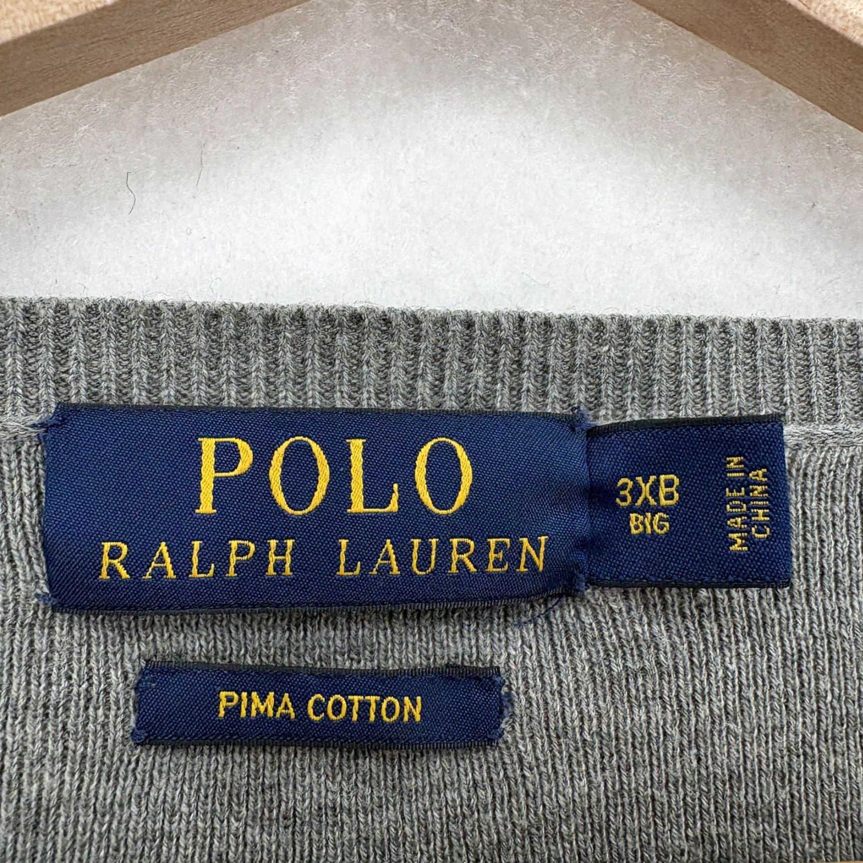 Polo Ralph Lauren Polo Ralph Lauren Sweater Mens Big 3X Gray Pima Cotton V Neck Knit Pullover Size US XXL / EU 58 / 5 - 3 Thumbnail