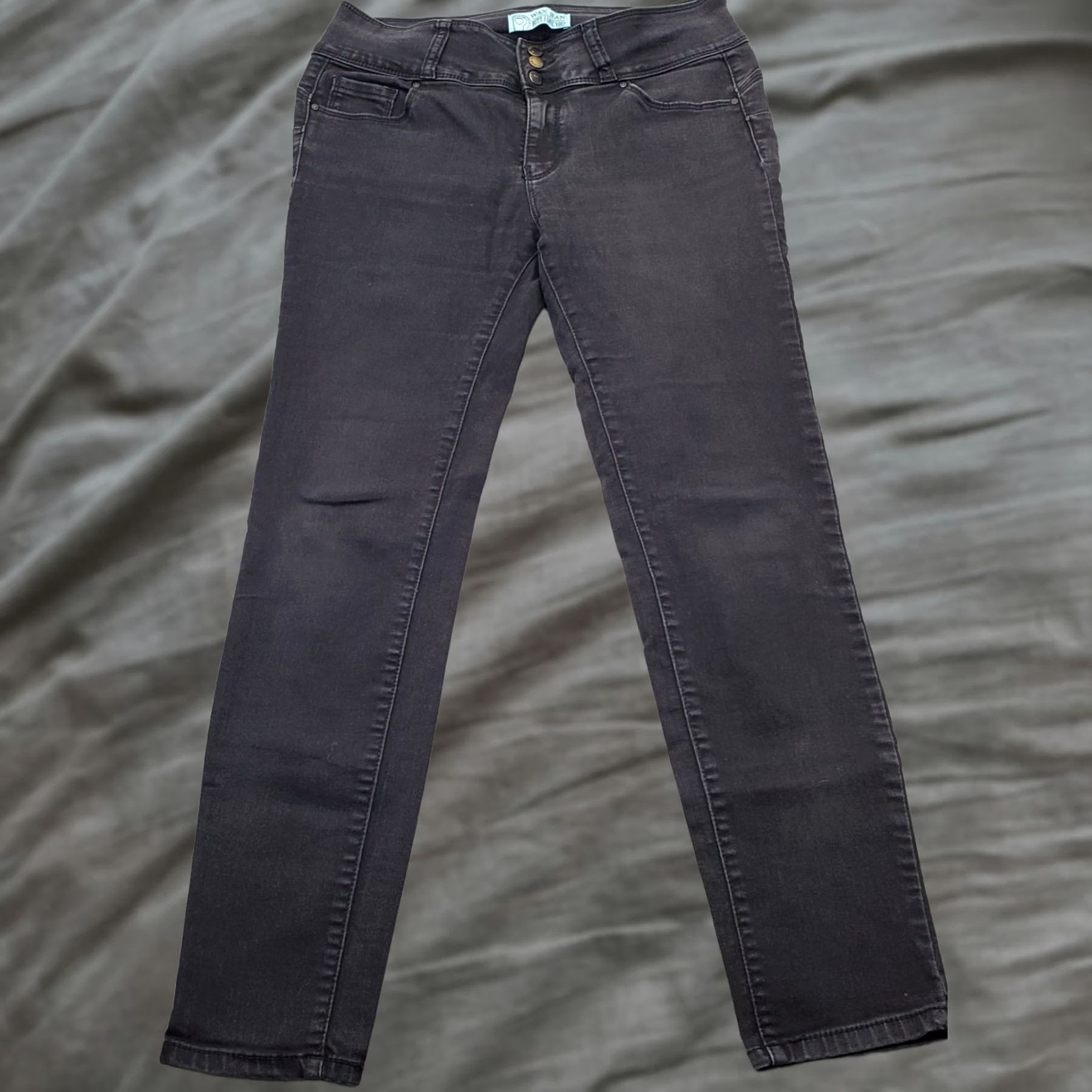 Vintage WAX JEAN Jeans Womens 13 Black Denim 5-Pocket Design 3-Button Fly Straight Leg Shirt Size 34" / US 12 / IT 48 - 1 Thumbnail