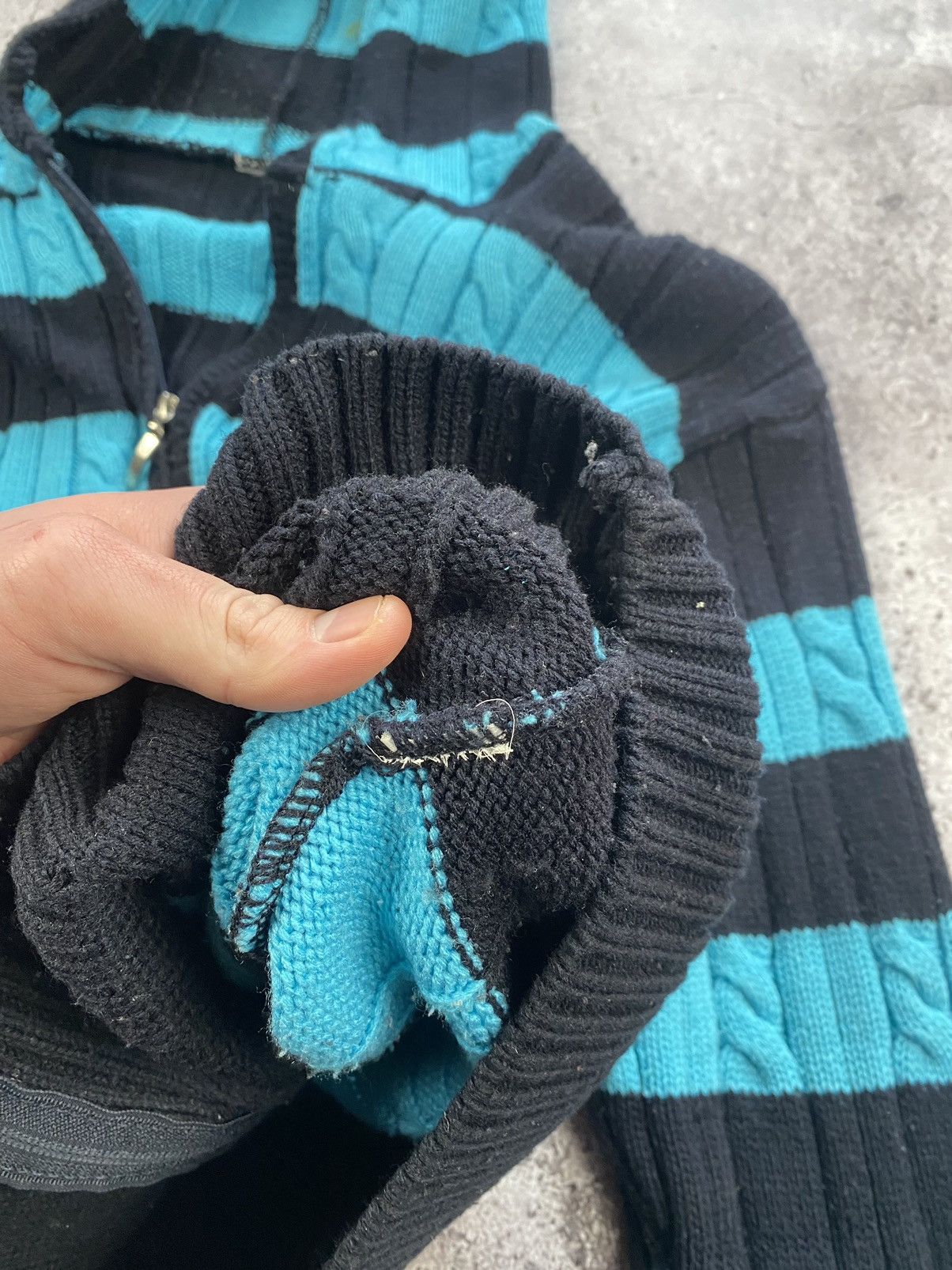 Lacoste × Vintage Vintage Lacoste knitted zip hoodie 90’s blue/black bootleg Size US L / EU 52-54 / 3 - 7 Thumbnail