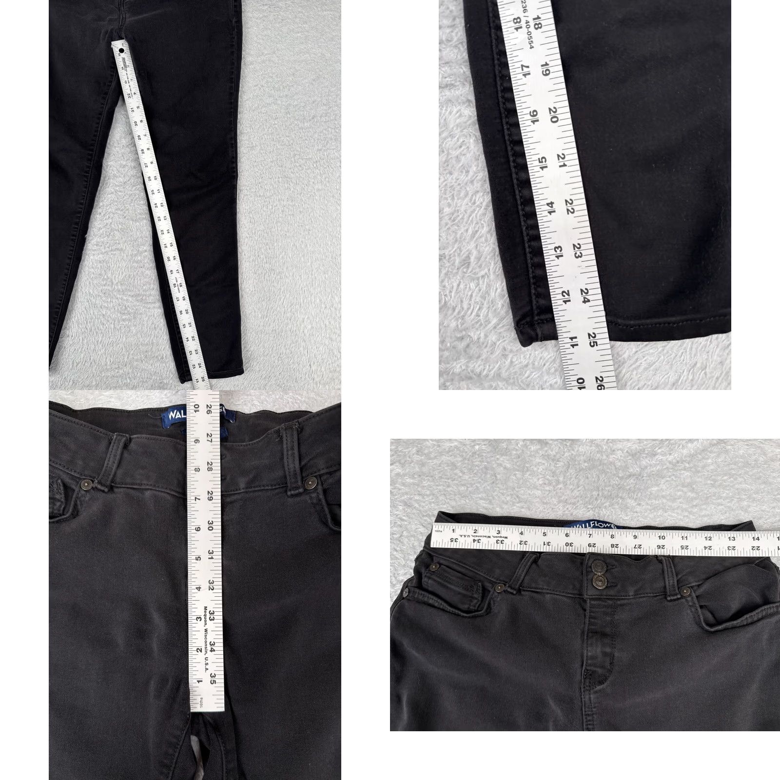 Vintage Wallflower Jeans Juniors 13 Black Denim Skinny Ultra Fit Zip 28x25 5-Pocket Distressed Cotton Blend Womens 90s? Size 34" / US 12 / IT 48 - 8 Thumbnail