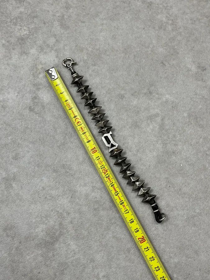 John Galliano John Galliano Silver Leather Studded Bracelet Size ONE SIZE - 8 Thumbnail