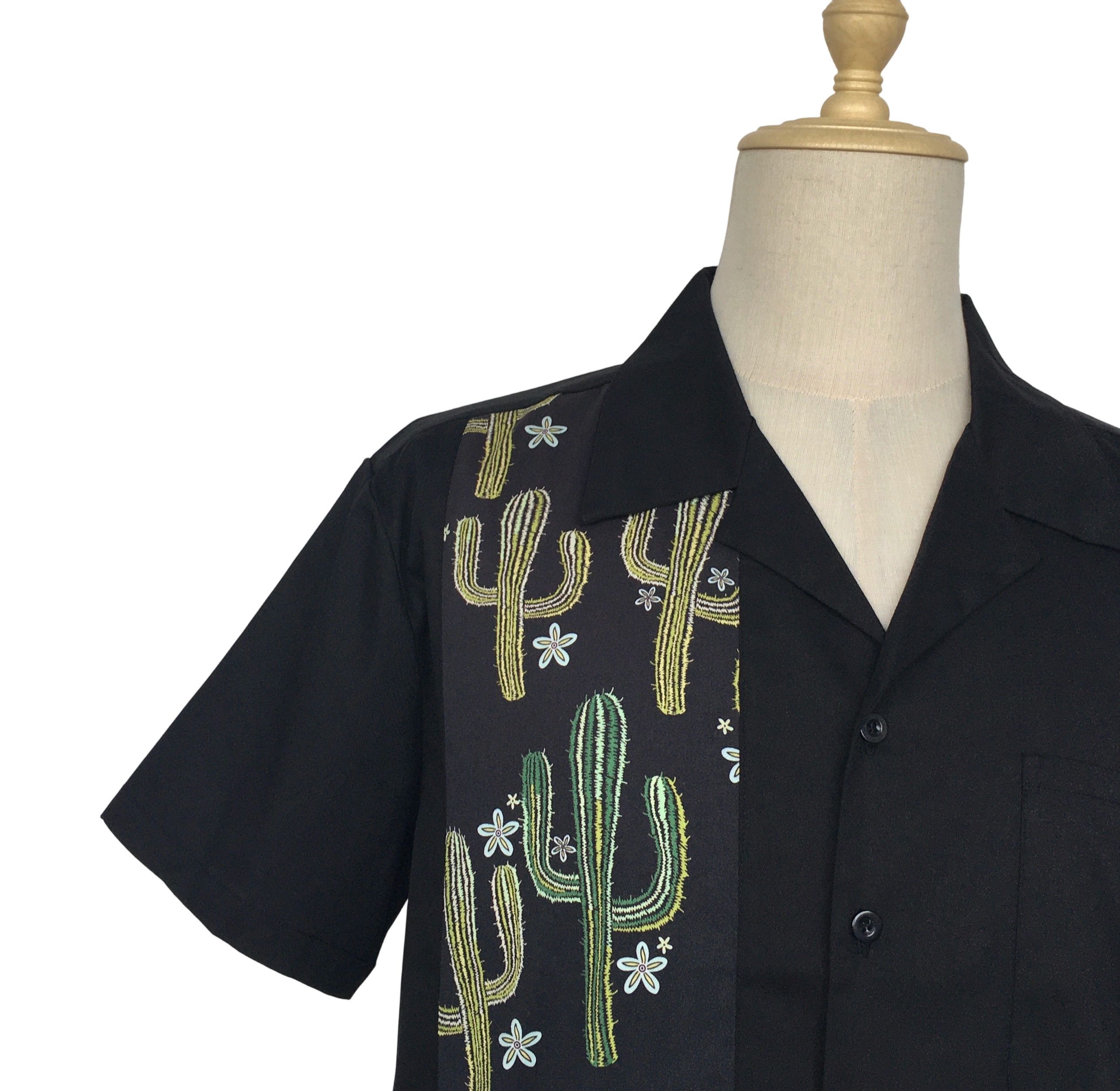 Other Vintage Style Contrast Men Shirts Black&Cactus Size US XL / EU 56 / 4 - 6 Thumbnail