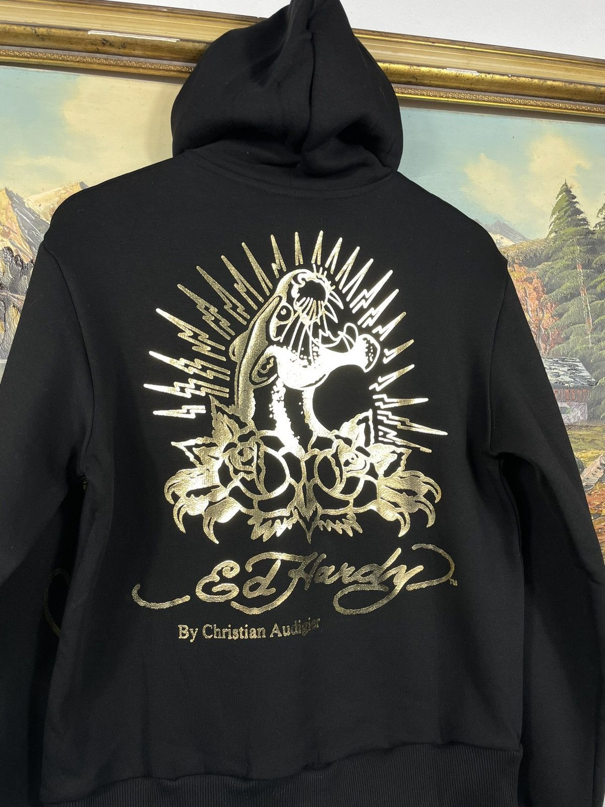 Christian Audigier × Ed Hardy × Vintage Ed Hardy Retro 00s Hoodie Sweatshirt Affliction Grunge Size M / US 6-8 / IT 42-44 - 9 Thumbnail