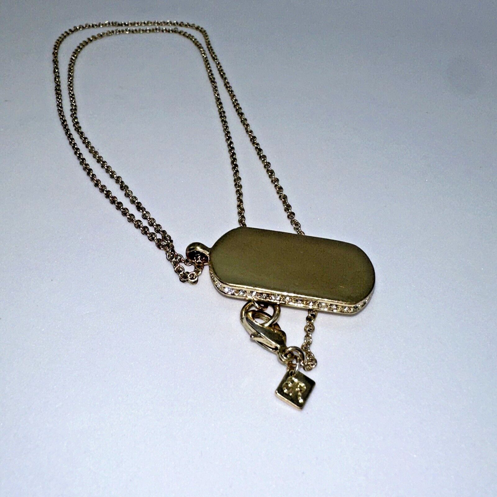 Banana Republic Banana Republic Marked Dog Tag I.D. Gold Rhinestone Necklace Size ONE SIZE - 1 Thumbnail