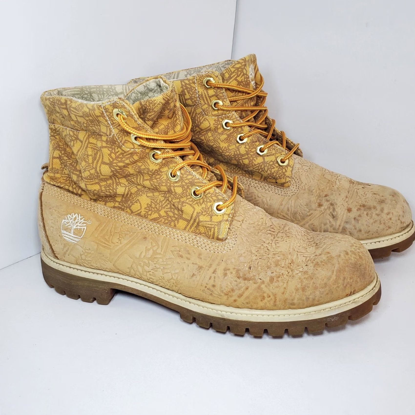 Timberland Timberland Mens Chukka Boot Lace Up Leather Upper Anti Fatigue Embossed Canvas 11.5 Tan Limited Edition Shoes Size US 12 / EU 45 - 3 Thumbnail