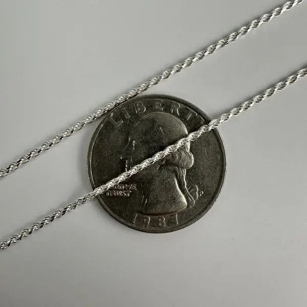Jewelry Silver Chain Solid .925 Silver Rope Chain 1.5mm 20 Inches Size ONE SIZE - 6 Thumbnail