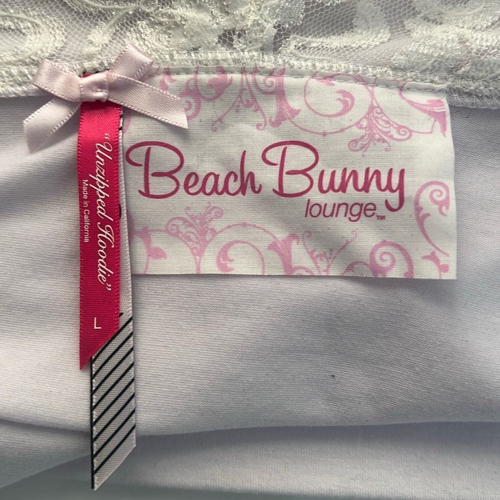 Psycho Bunny Beach Bunny Lounge Unzipped Hoodie Lace White Fitted (309) Size M / US 6-8 / IT 42-44 - 10 Thumbnail