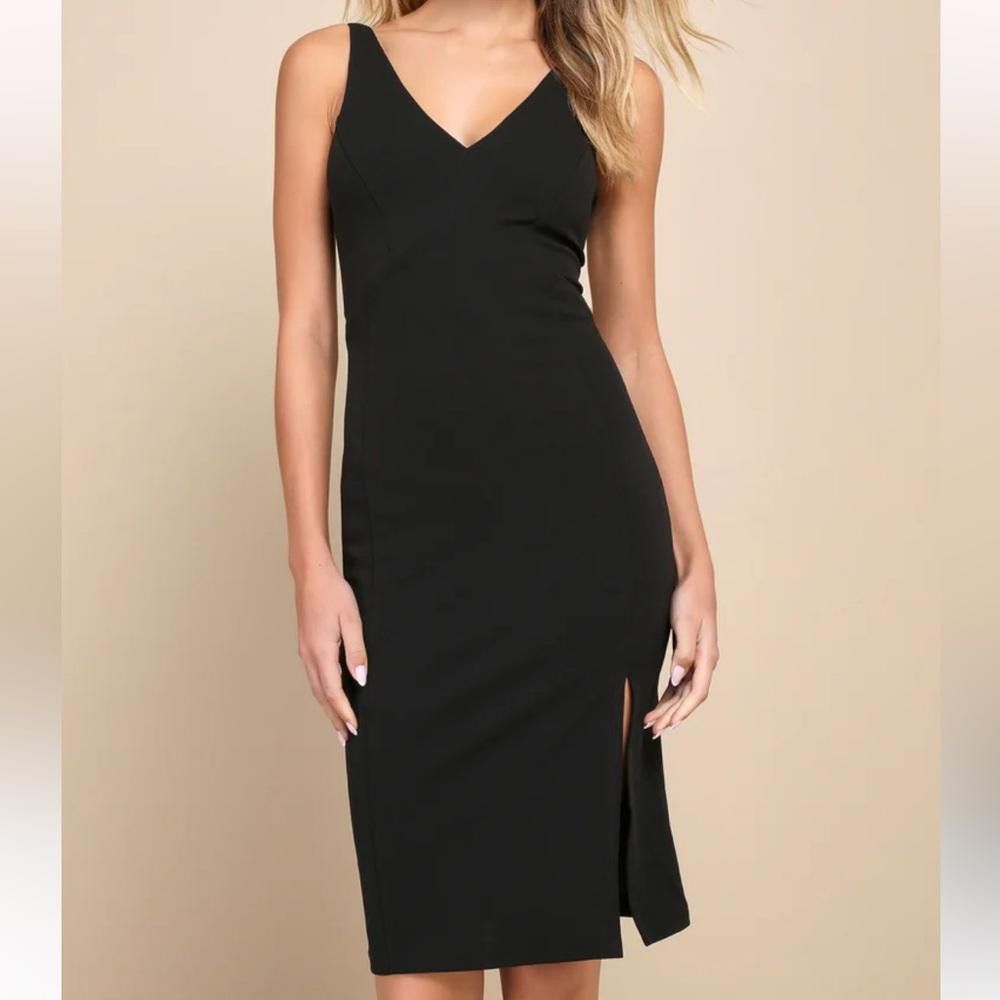 Lulus Lulus l NWT Iconic Moment Black Bodycon Midi Dress Medium Size M / US 6-8 / IT 42-44 - 7 Thumbnail