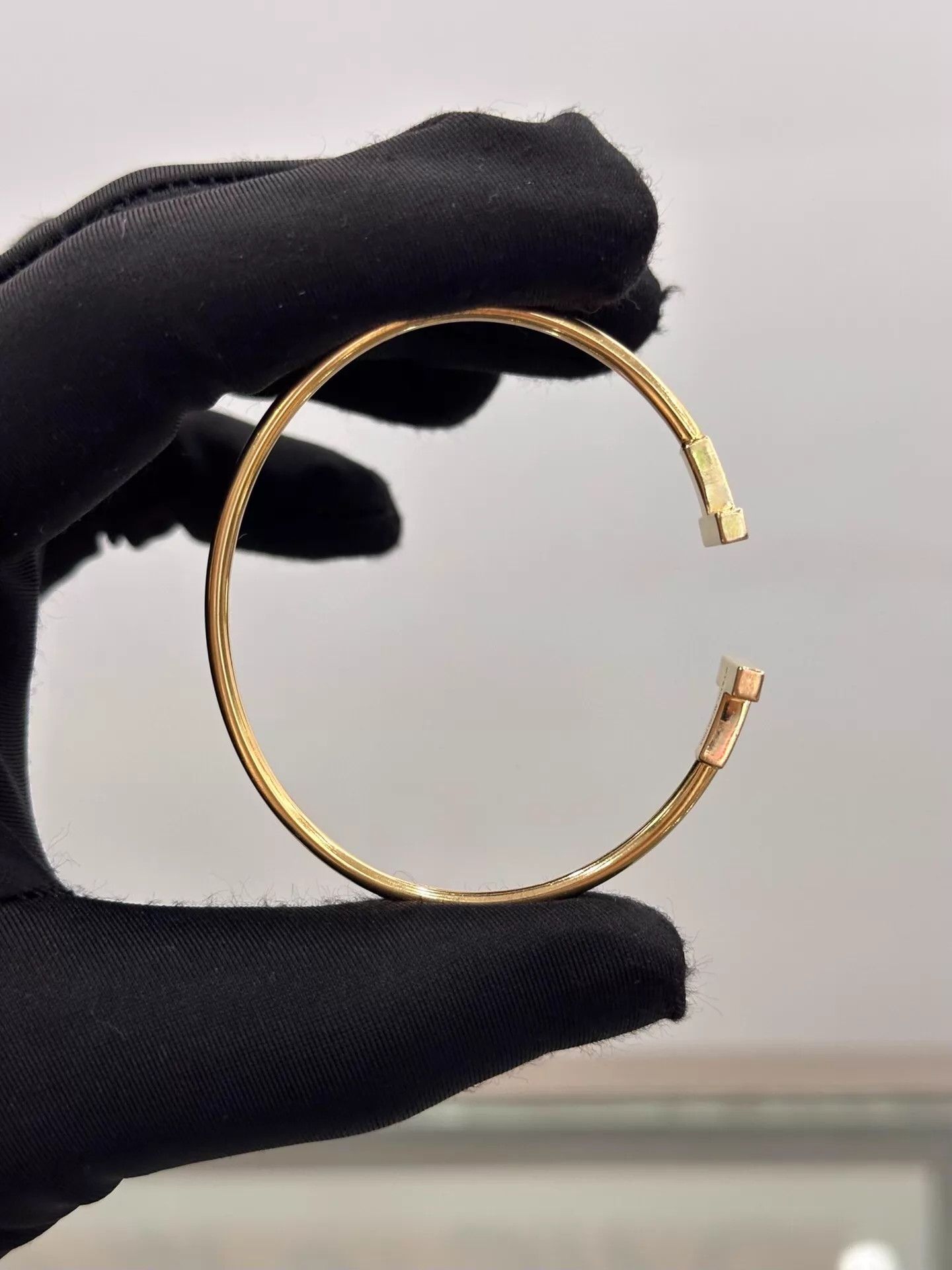 Tiffany & Co. Tiffany T Double T Pave Diamond YG Bangle 15.5cm Size ONE SIZE - 5 Thumbnail