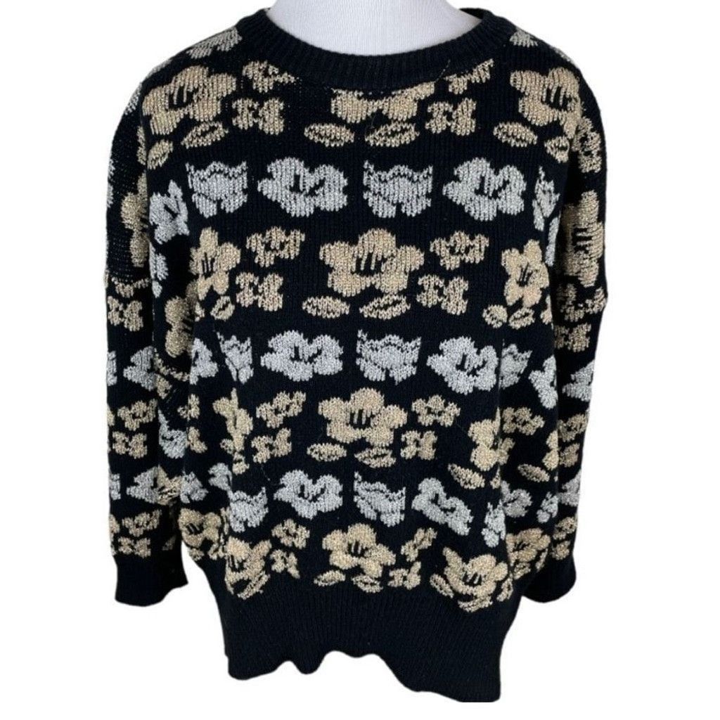 Other Vintage International Sportswear Metallic Floral Sweater Size L / US 10 / IT 46 - 1 Thumbnail