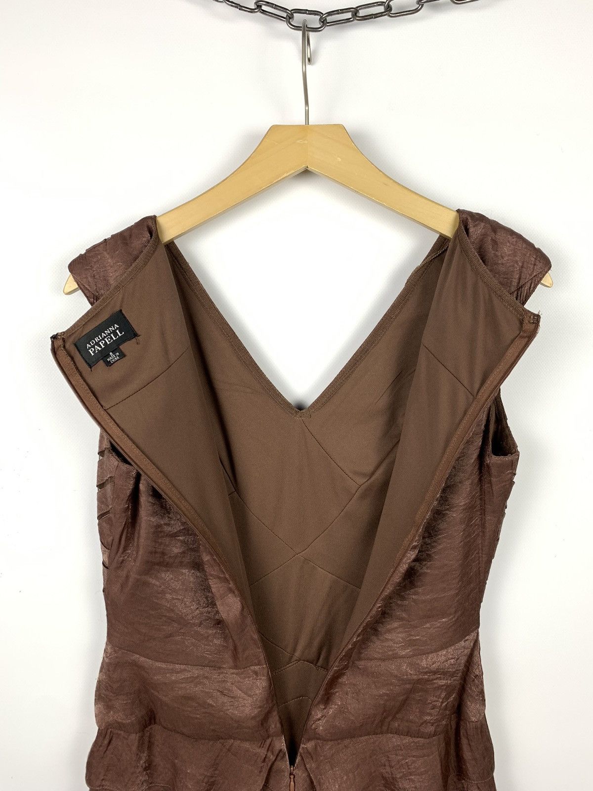 Adrianna Papell Vintage Adrianna Papell Pleated Mini Dress Size 8 Bronze Size M / US 6-8 / IT 42-44 - 9 Thumbnail