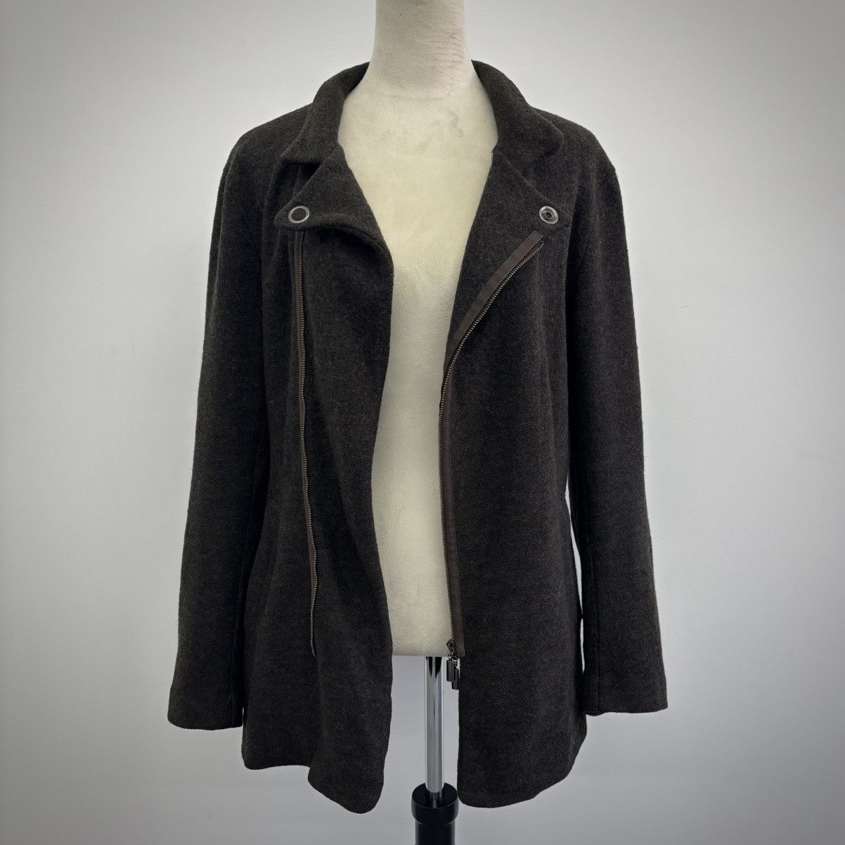Emporio Armani Asymmetric Zip Wool Jacket Size US L / EU 52-54 / 3 - 2 Thumbnail