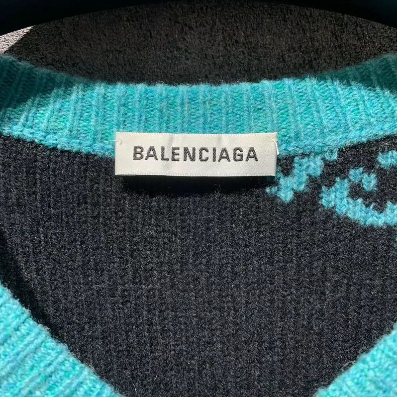 Balenciaga Balenciaga size 34 Lake Blue Full Print Knit Sweater/Size Size XS / US 0-2 / IT 36-38 - 3 Thumbnail