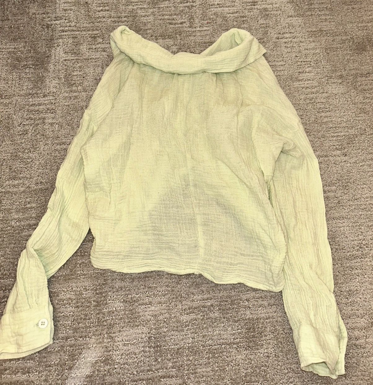 MONROW Monrow like green cropped collared long sleeve button up Size S / US 4 / IT 40 - 3 Thumbnail