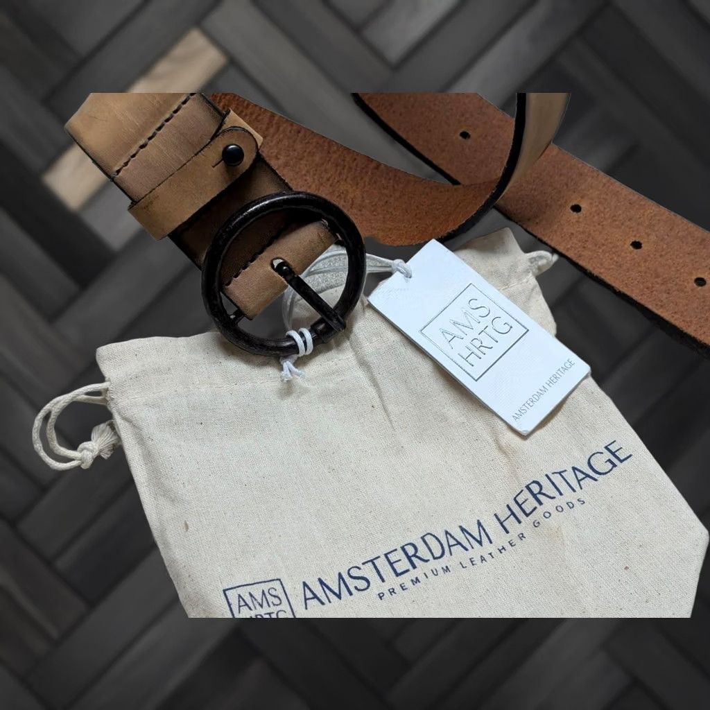 Vintage VINTAGE Amsterdam Heritage leather belt Unisex Adults 28 Brown Patina Rustic 1-3/4" Cowboys Western 90s Mens Size 28 - 1 Thumbnail