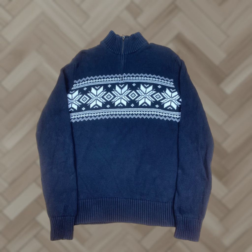 Polo Ralph Lauren Polo Jeans Co 1/4 Zip Pullover Sweater Mens M Blue High Neck Casual Knit Polo Ralph Lauren Size US M / EU 48-50 / 2 - 1 Thumbnail