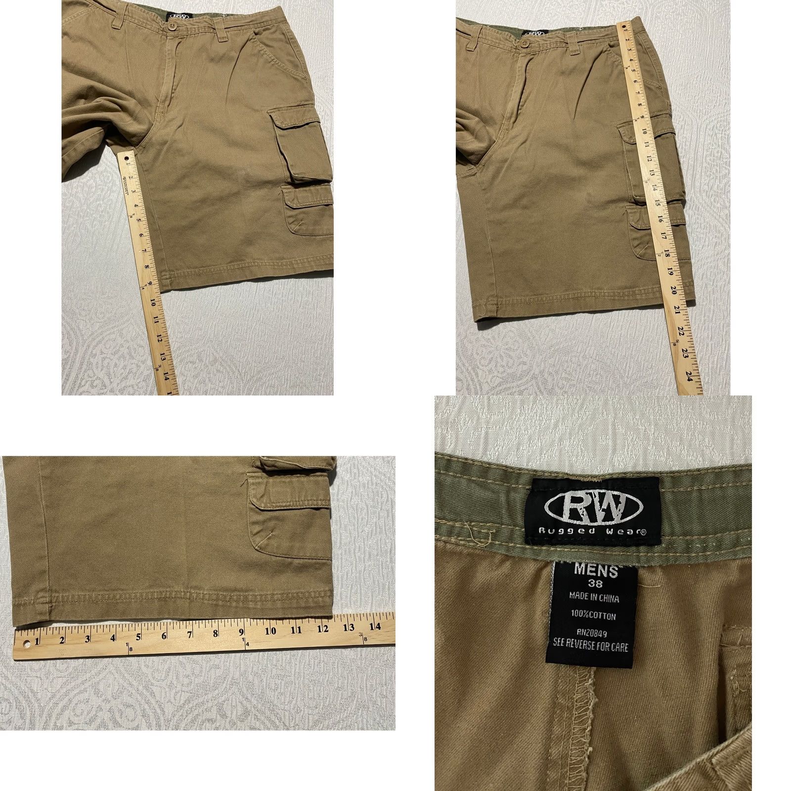 Vintage Rugged Wear Cargo Shorts Mens 38 Khaki Tan Cotton Multi Pocket Relaxed Fit Size US 38 / EU 54 - 8 Thumbnail