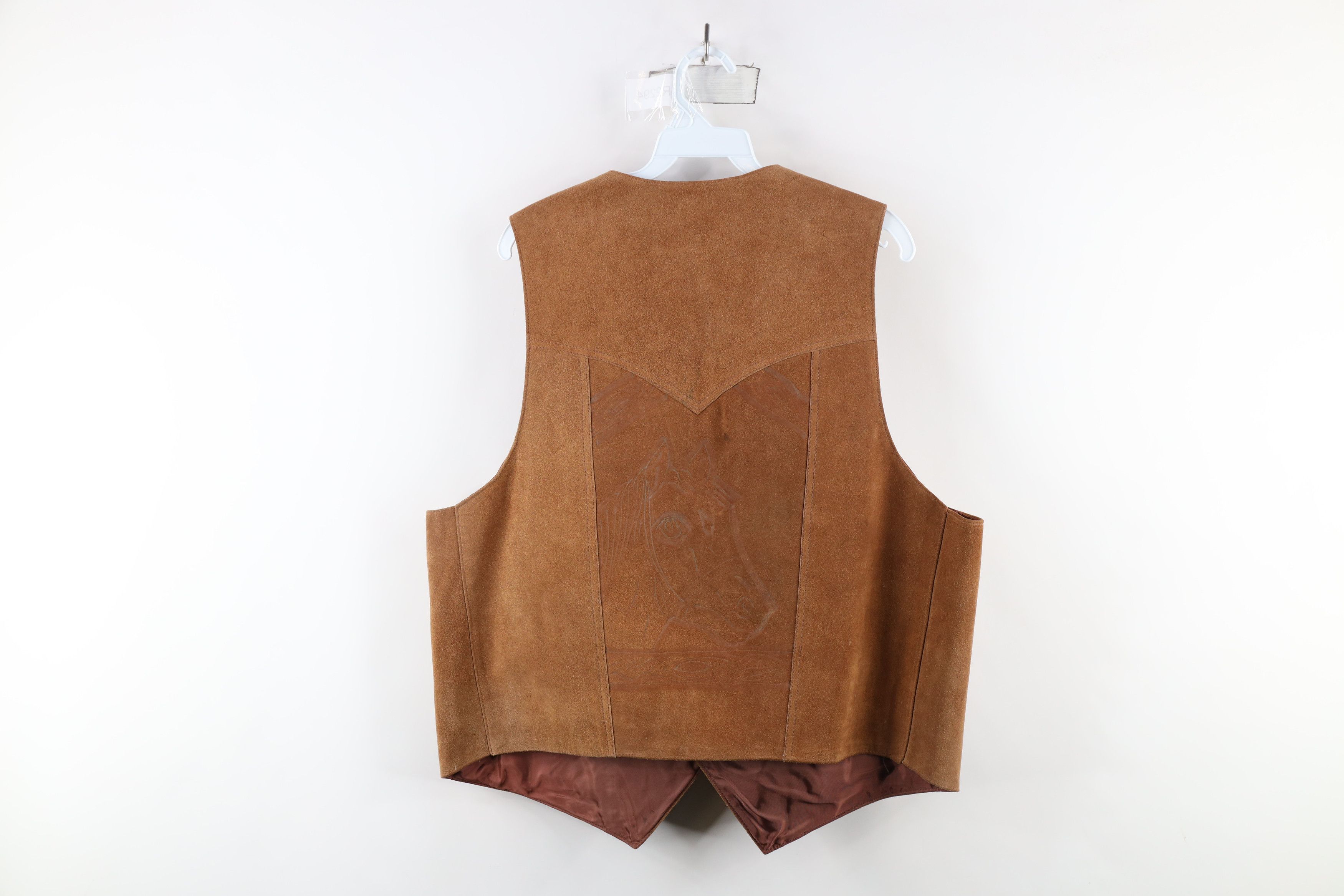 Vintage Vintage 70s Streetwear Horse Suede Leather Vest Jacket USA Size US XL / EU 56 / 4 - 15 Thumbnail