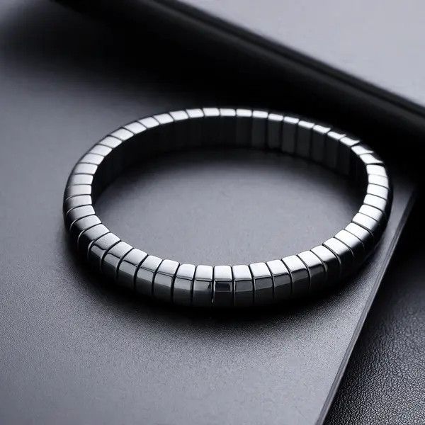 Jewelry Black Modern Stretch Magnetic Bracelet, Sleek Design Size ONE SIZE - 3 Thumbnail