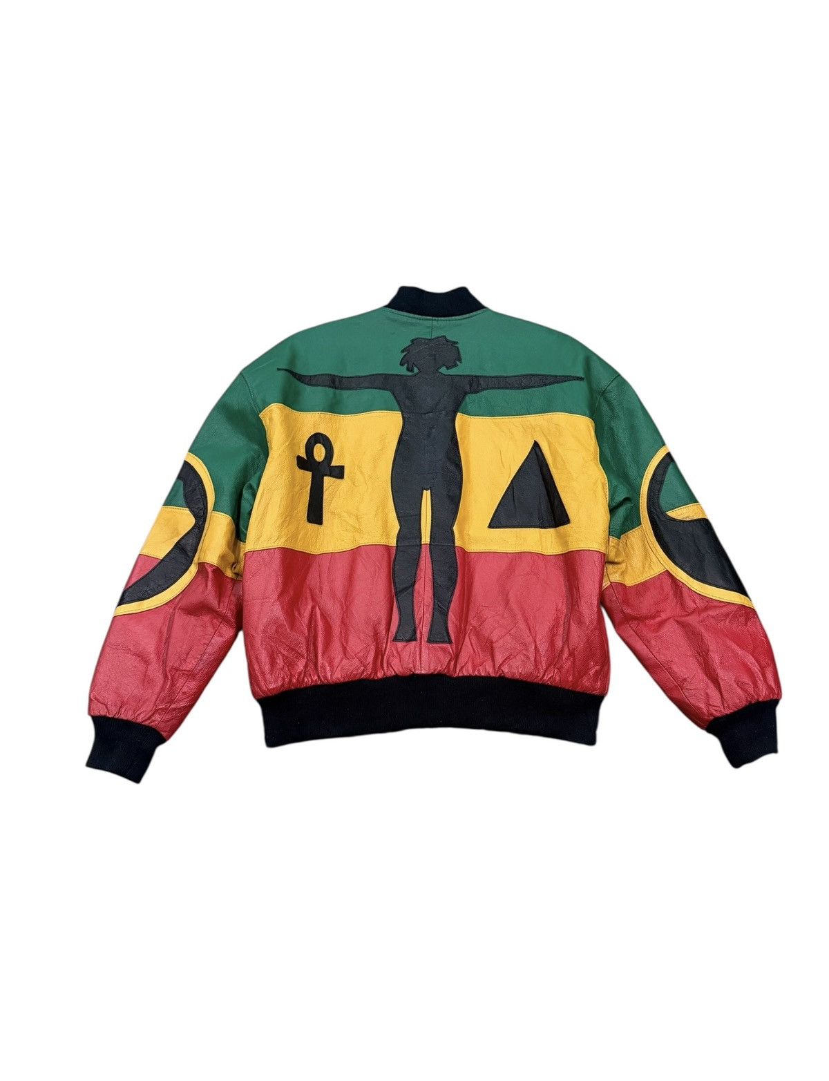 Michael Hoban RARE VINTAGE MICHAEL HOBAN RASTA LEATHER BOMBERS JACKET Size US M / EU 48-50 / 2 - 12 Thumbnail