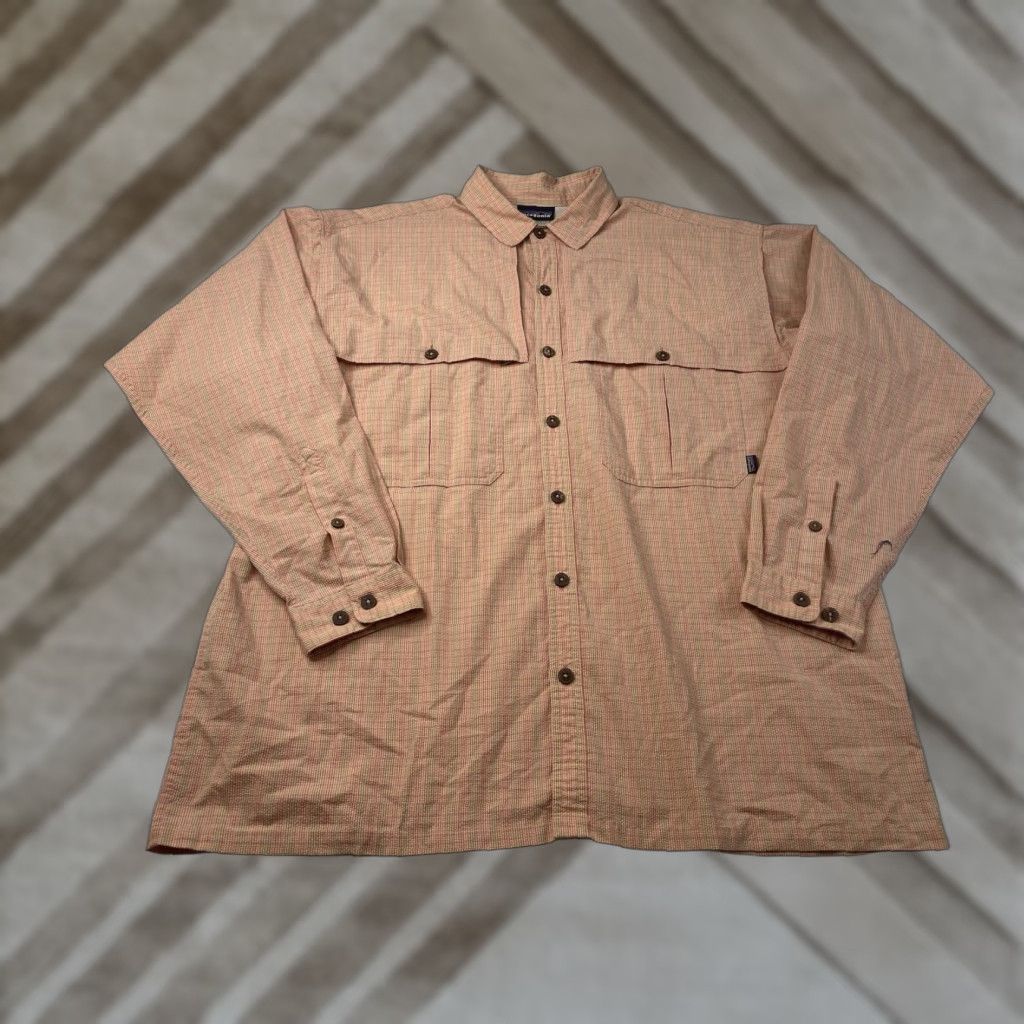 Patagonia Patagonia Shirt Men's 2XL Orange Plaid Long Sleeve Button-Up Collared Pocket Lightweight Casual Travel Workwear Mens Size US XXL / EU 58 / 5 - 1 Thumbnail